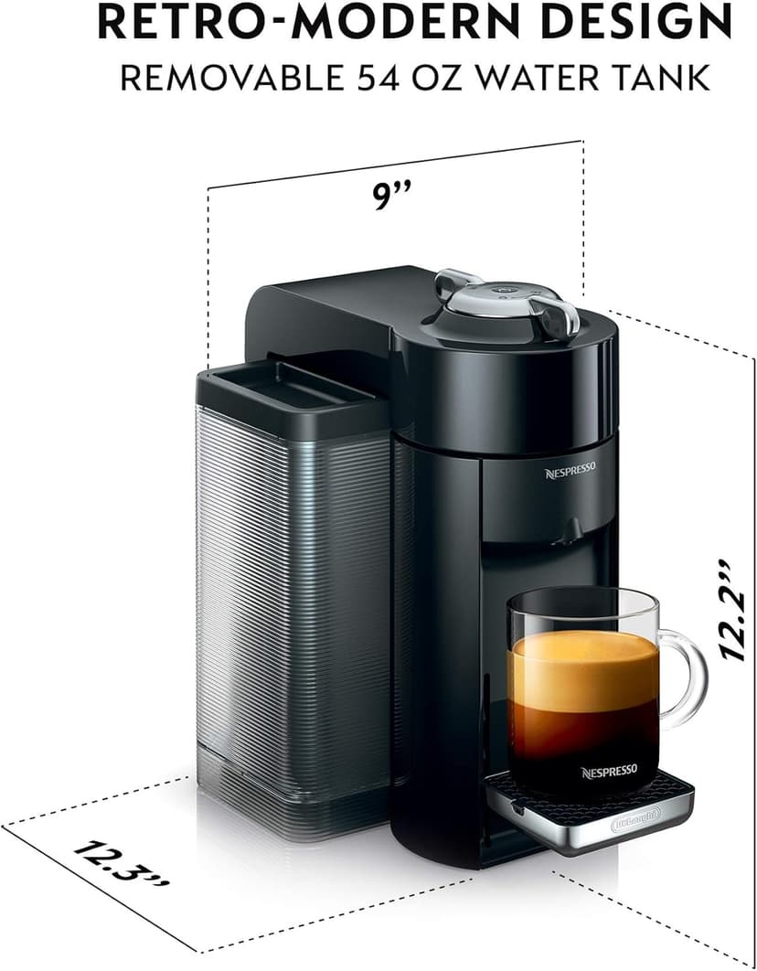 Nespresso Vertuo Coffee and Espresso Maker by De'Longhi, Piano Black with Aeroccino Milk Frother