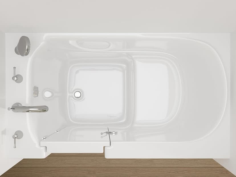 ANZZI Walk In Tub 53'' x 30'' Right Drain Soaking Bathtub in White Walk-In Soaker Tub with Easy Access Safe Grab Bars and Slip-Resistant Material and Quick Fill Faucet