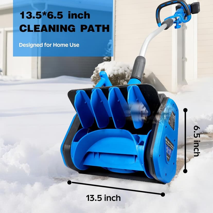 40V Cordless Snow Shovel, 13.5-Inch Battery Snow Blower Electric with Adjustable Directional Plate, 2×20V/4.0Ah Lithium Batteries and Quick Dual-Port Charger Included