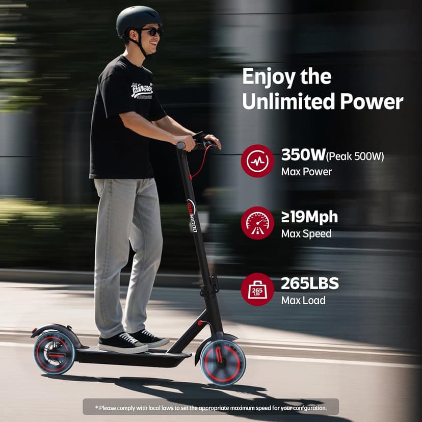 Electric Scooter for Adults- 10.4Ah Battery 350W(500W Peak) Motor, ≥19MPH & 25 Miles Long Range, 8.5'' Solid Tires Foldable with Dual Brake, Lightweight Portable Commuter E Scooter for Urban Travel
