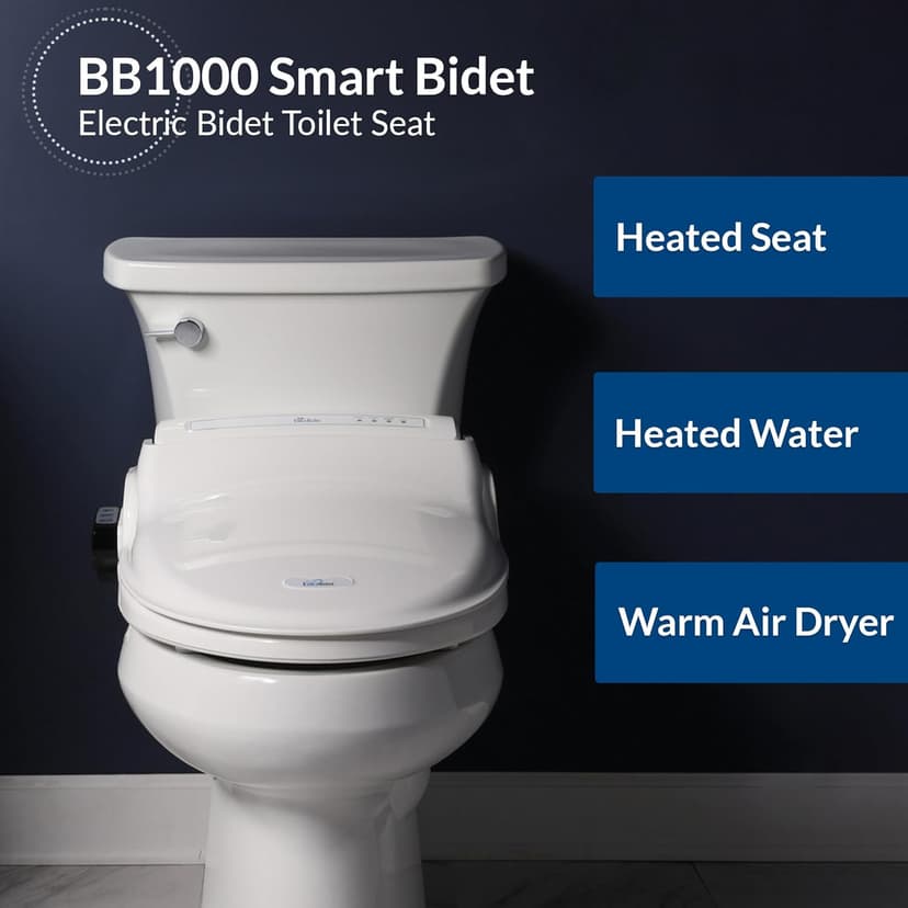 Bio Bidet BB1000 Electric Bidet Toilet Seat, Warm Water with Air Dryer, Heated Seat with Slow Close Lid, Remote Control, Elongated White