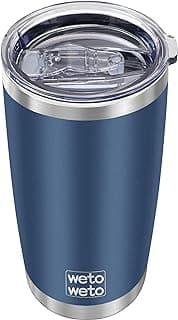 WETOWETO 20oz Tumbler, Stainless Steel Vacuum Insulated Coffee Travel Mug, Double Wall Powder Coated Insulated Coffee Mug Travel Mug with Lid Thermal Cup for Outdoor (Navy Blue, 1 Pack)
