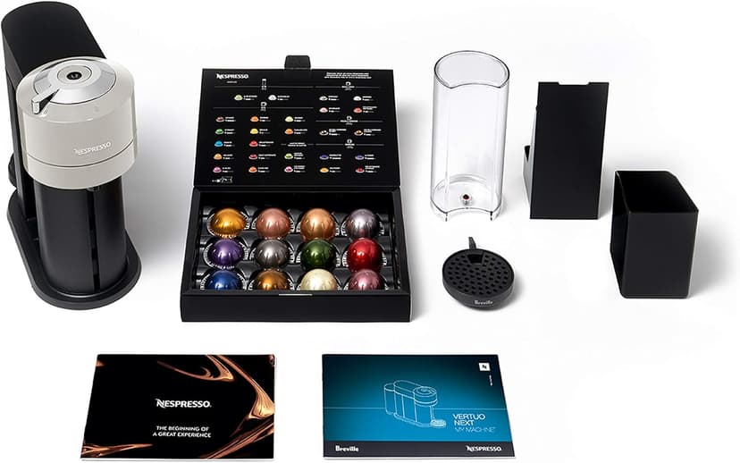 Nespresso Vertuo Next Coffee and Espresso Maker by Breville, with Aeroccino Milk Frother, Light Grey