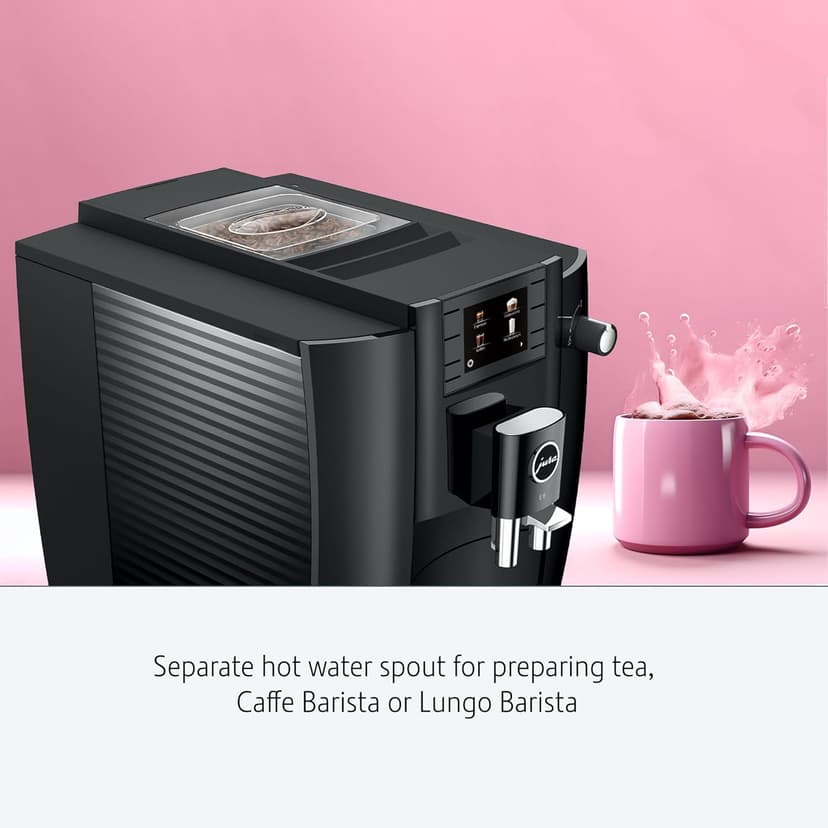 Jura 15622 E6 Automatic, Cost-Efficient Espresso Machine with Easy Cappuccino Function (Piano Black) Bundle with Milk Container, Cleaning Tablets, Filter Cartridge, and Milk System Cleaner (5 Items)