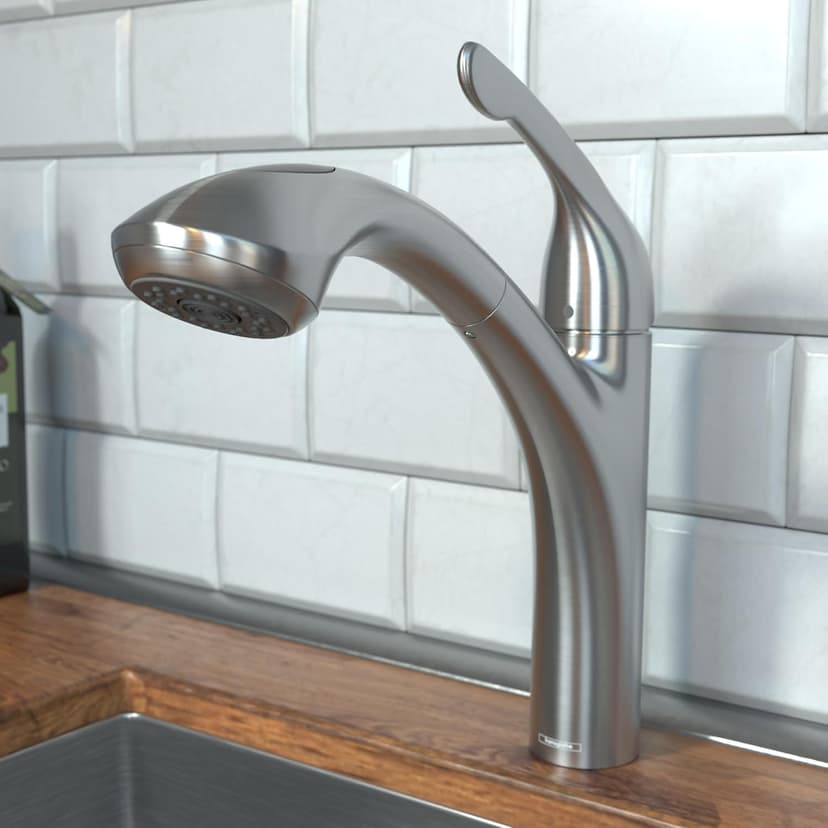 hansgrohe Allegro E Stainless Steel Single-Handle Kitchen Faucet, Kitchen Faucets with Pull Out Sprayer, Faucet for Kitchen Sink, Stainless Steel Optic 04076860, 12.6" Height