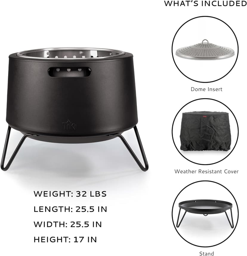 20-Inch Smokeless Social Fire Pit, Portable Outdoor Fire Pit with Removable Ash Base, Stand & Cloth Cover – Modern Wood Burning Fire Pit for Patio, Backyard, and Gatherings