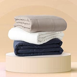 Baloo Weighted Blanket for Adults 12 lb Throw (Pebble White, 42"x72") | Cool & 100% Cotton | Machine Washable & Dryer Safe | Glass Microbead Fill