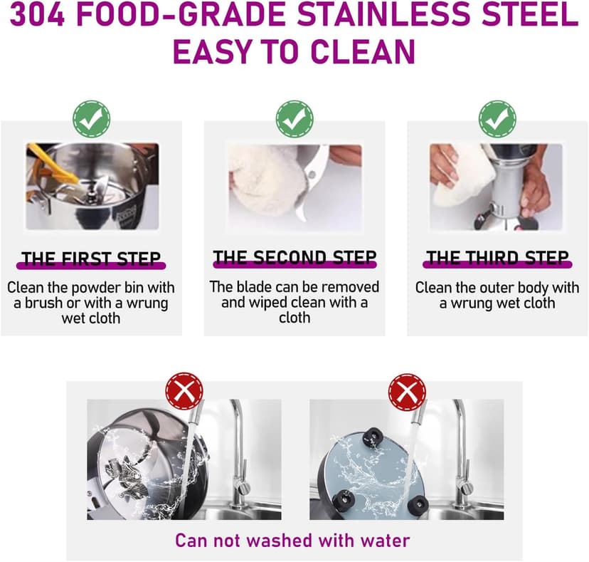 550g Grain Mill, 304 Stainless Steel Spice Grinder, 2000W High-speed Commercial Flour Mill, Superfine Flour Mill Grinder for Home, Grain Mill for Flour