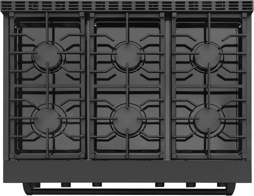 COSMO COS-GRC366KB-BK 36 in. Lumin Collection 6.0 cu. ft. Gas Range with 6 Sealed Burners and Convection Oven in Matte Black