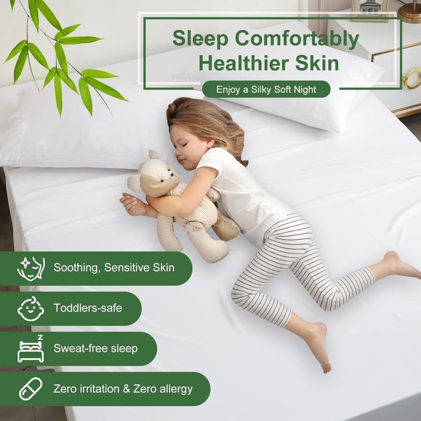 Ivellow Deep Pocket King Sheets, Rayon Derived from Bamboo, Extra Deep Pocket up to 18"-24", Hotel Luxury Cooling Sheets for King Size Bed, Silky Soft, Smooth, Breathable Bed Sheets White