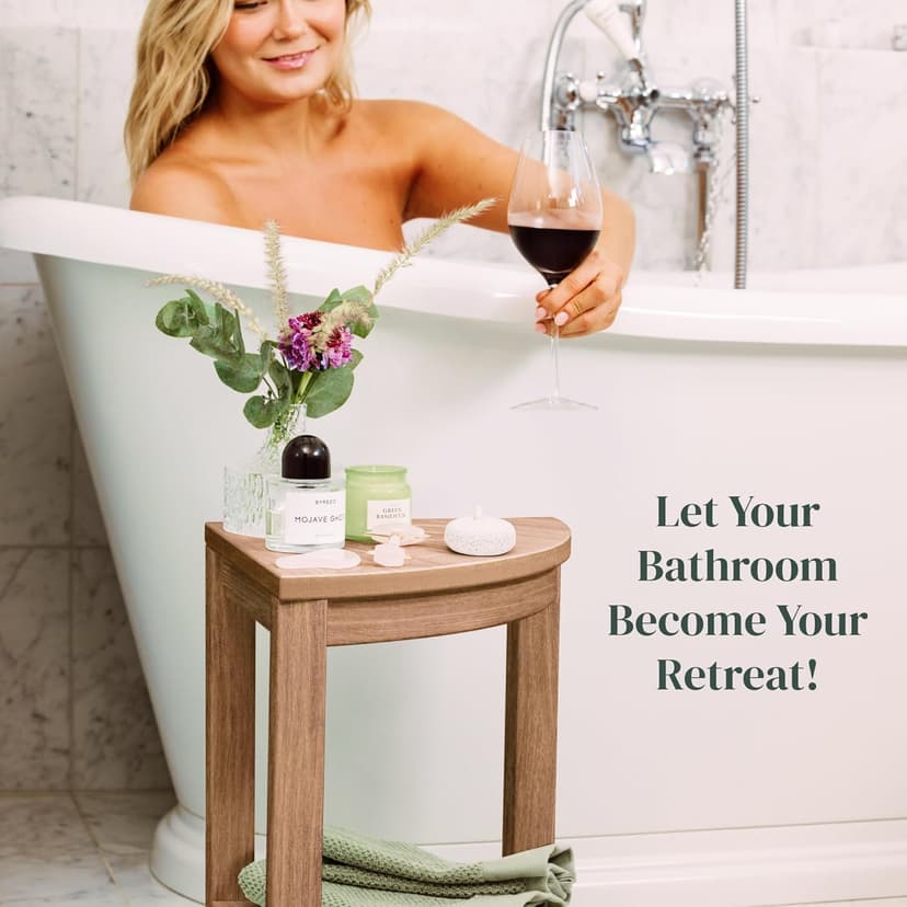 Waterproof Corner Shower Stool - Brown Waterproof Shower Bench for Shaving Legs & to Sit On - Easily Assembled Corner Bench & Shelf - Restroom Organizer - Bathroom Stool