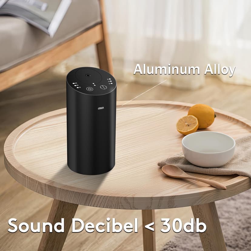 Waterless Car Diffuser, Waterless Diffusers for Essential Oils with Timer & No Leakage Tech, Super Quiet Cordless Aromatherapy Essential Oil Diffuser Battery Operated for Car, Room, Office