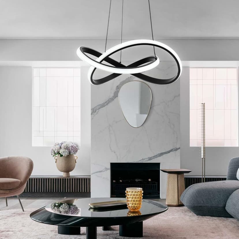 MAYNA Modern LED Pendant Light Fixture, Contemporary LED Chandelier with Irregular Ring Lights, Adjustable Modern Chandeliers for Dining Room Kitchen Entryway Living Room Bedroom, 6000K Daylight