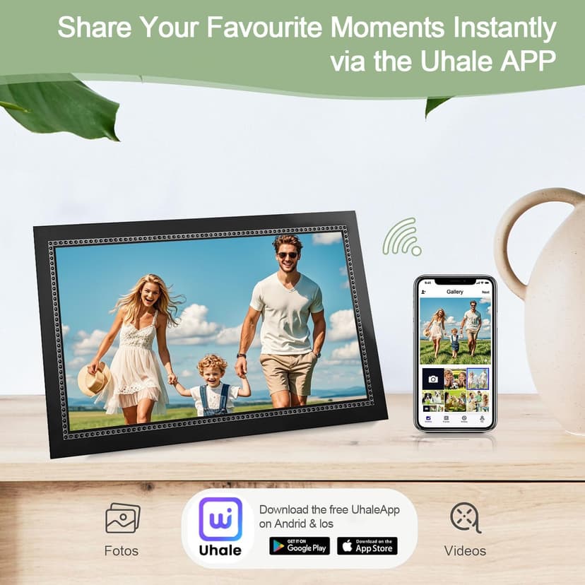 15.6" Digital Picture Frame WiFi - 32GB Digital Photo Frame 1920x1080 HD IPS Touch Screen - Tabletop&Wall Mounted - Electronic Picture Frame Free App