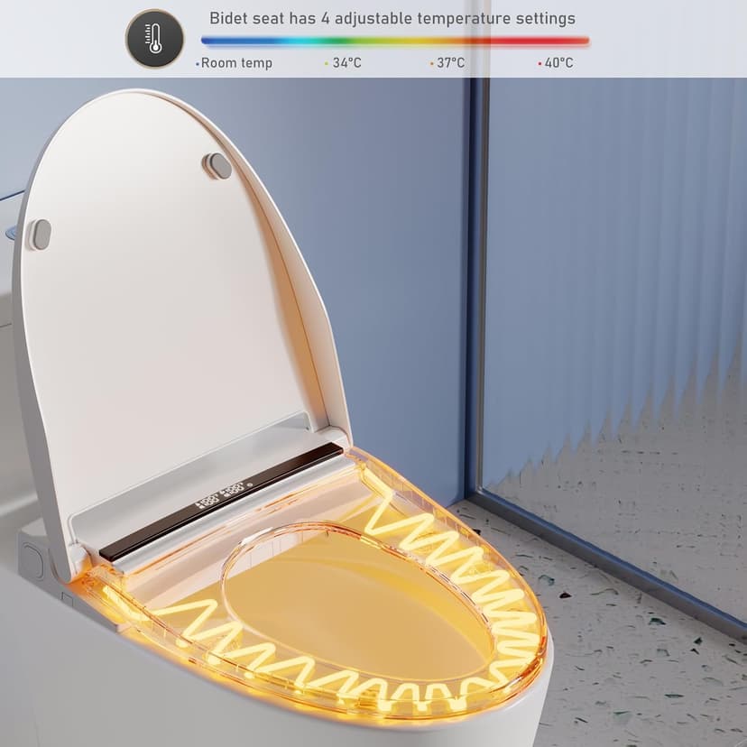 VALBELV Bidet Toilet Seat with Dryer & Warm Water, Self Cleaning Electric Elongated Bidet Attachment for Toilet with Rear/Front/SPA Wash, Slow Close Toilet Seat with Remote Control