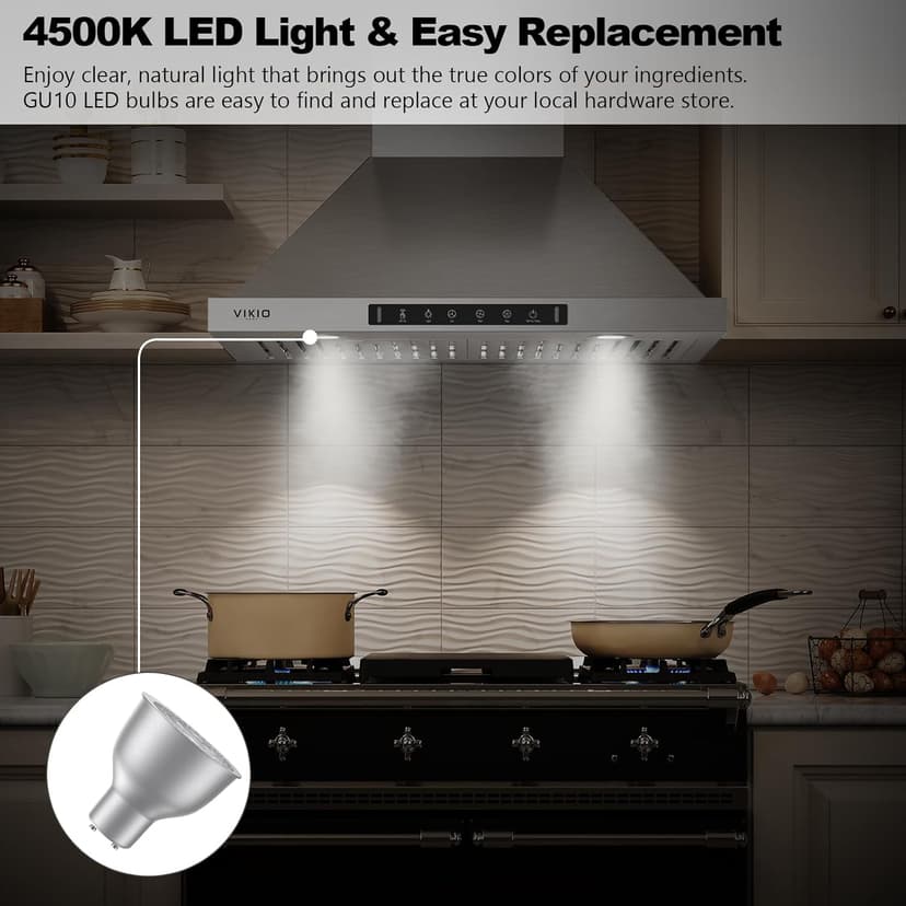 Wall Mount Range Hood 36 inch,Kitchen Vent Hoods 980 CFM Ducted/Ductless Range Hood,with Gesture Sensing & Touch Control Switch Panel, 3 Speed Exhaust Fan Permanent Filter