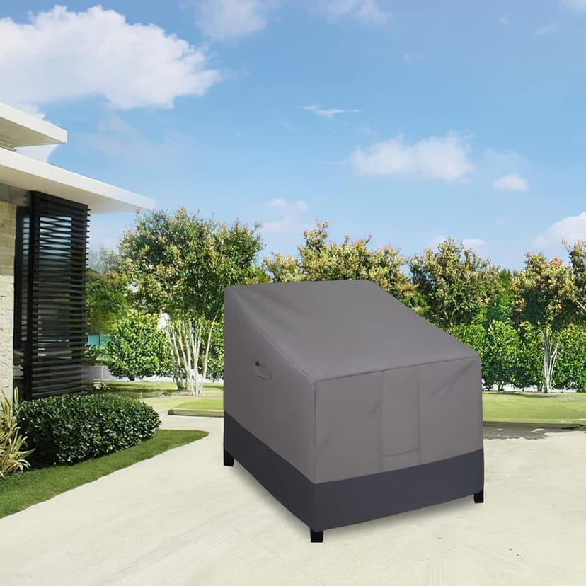 Easy-Going Outdoor Chair Cover Waterproof, Heavy Duty Patio Chair Cover, Windproof Outdoor Furniture Cover with Air Vent (2 Pack-33.5Wx31.5Dx36H inch, Gray/Dark Gray)