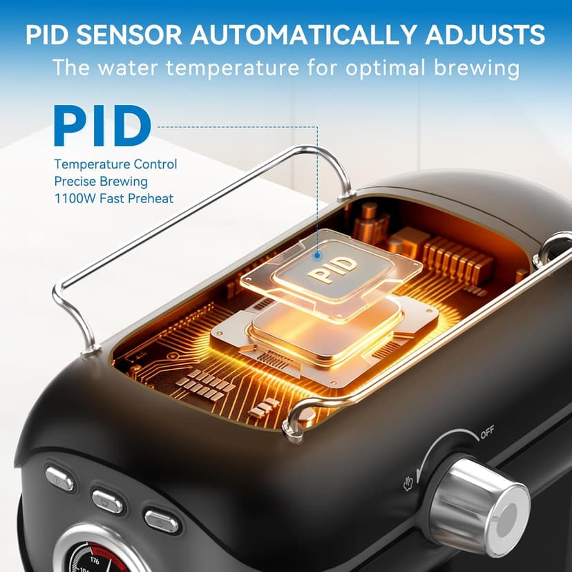 Espresso Machine, 20 BAR Pump Temperature Control, Compact Espresso Maker with Steam Milk Frother, Professional Coffee Makers for Home, Cappuccino, Latte, Gifts for Coffee Lover, Black