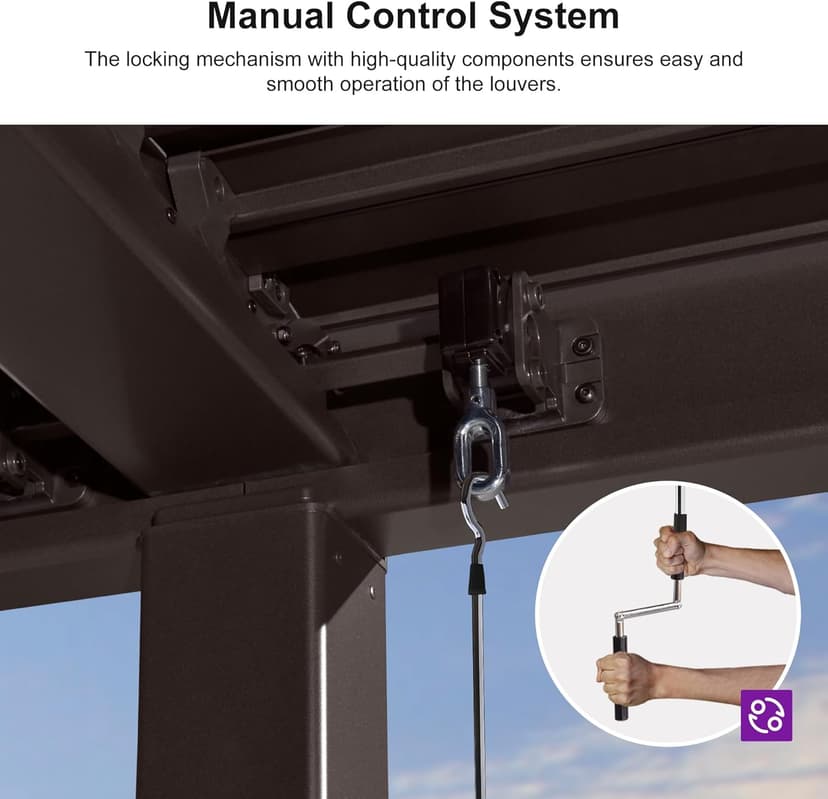 PURPLE LEAF 10' x 14' Louvered Pergola Outdoor Adjustable Louvre Shade Modern Patio Aluminum Pergola with Retractable Roof for Deck Backyard Garden Hardtop Gazebo