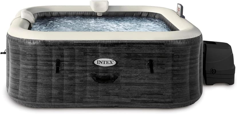 INTEX 28451EP PureSpa Greystone Deluxe Spa Set: Includes Energy Efficient Spa Cover and Wireless Control Panel – Spa Control App – Built-in FastFill Inflation System – 6 Person Capacity – 77" x 28"