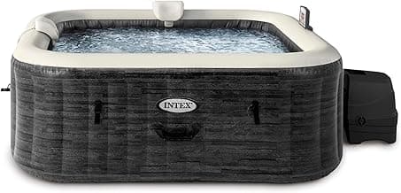 INTEX 28451EP PureSpa Greystone Deluxe Spa Set: Includes Energy Efficient Spa Cover and Wireless Control Panel – Spa Control App – Built-in FastFill Inflation System – 6 Person Capacity – 77" x 28"