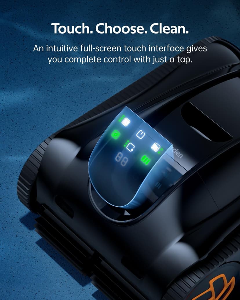 Pool Cleaner K20, 2H Runtime Cordless Robotic Pool Vacuum, Touch Screen, Smart Navigation, Cleans Floor, Walls, Waterline, Ideal for Above & In-Ground Pools, Self-Parking