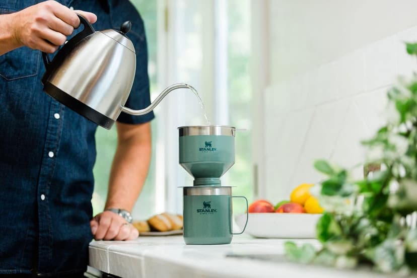 Stanley Perfect Brew Pour Over Set | 12 oz Camp Mug with Lid Included | Drip Coffee Maker with Reusable Filter | Insulated Stainless Steel | BPA-Free | Hammertone Green