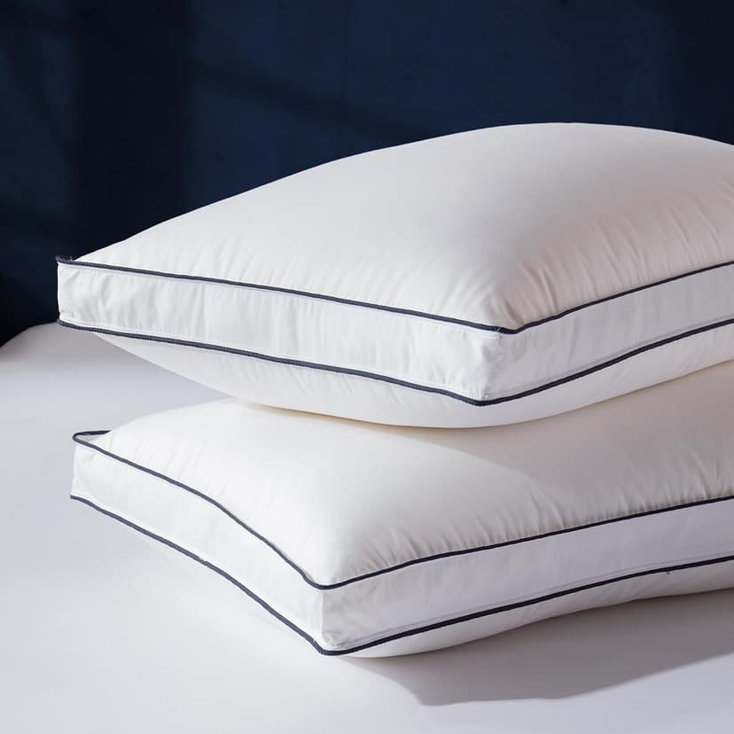 Decroom Goose Feather Down Pillows Queen Size Set of 2, Soft Pillows for Luxury Hotel Quality Gusseted Pillow 2 Pack, Bed Pillows for Sleeping, Breathable, Fluffy for Side, Back Sleepers