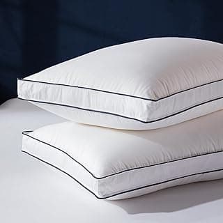 Decroom Goose Feather Down Pillows Queen Size Set of 2, Soft Pillows for Luxury Hotel Quality Gusseted Pillow 2 Pack, Bed Pillows for Sleeping, Breathable, Fluffy for Side, Back Sleepers