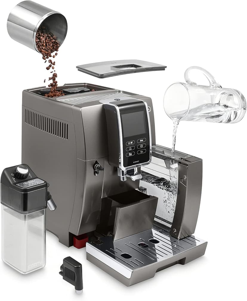 De'Longhi Dinamica Plus Connected Espresso & Coffee Machine with Automatic Milk Frother, One Touch Latte, Cappuccino, Color Touch Display, ECAM37095TI