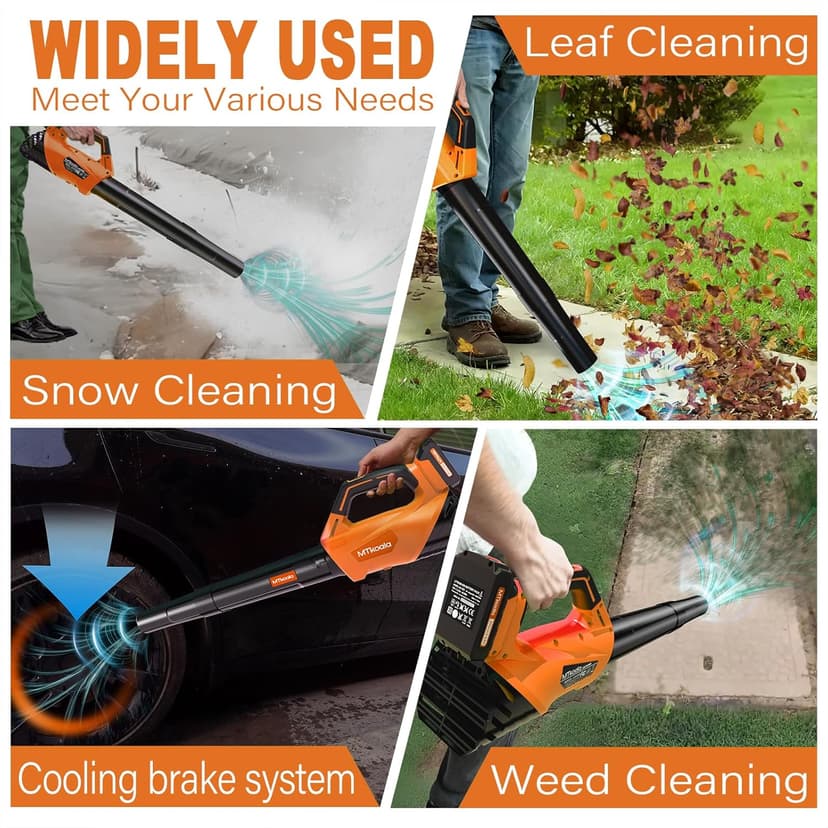 2025 Upgrade Leaf Blower, Leaf Blower Cordless with 2*2.6AH Batteries and Fast Charger, 450CFM &150MPH and 2 Speed Mode, Lightweight Electric Leaf Blowers for Lawn,Yard, Leaves, Dust,Snow Care(Orange)