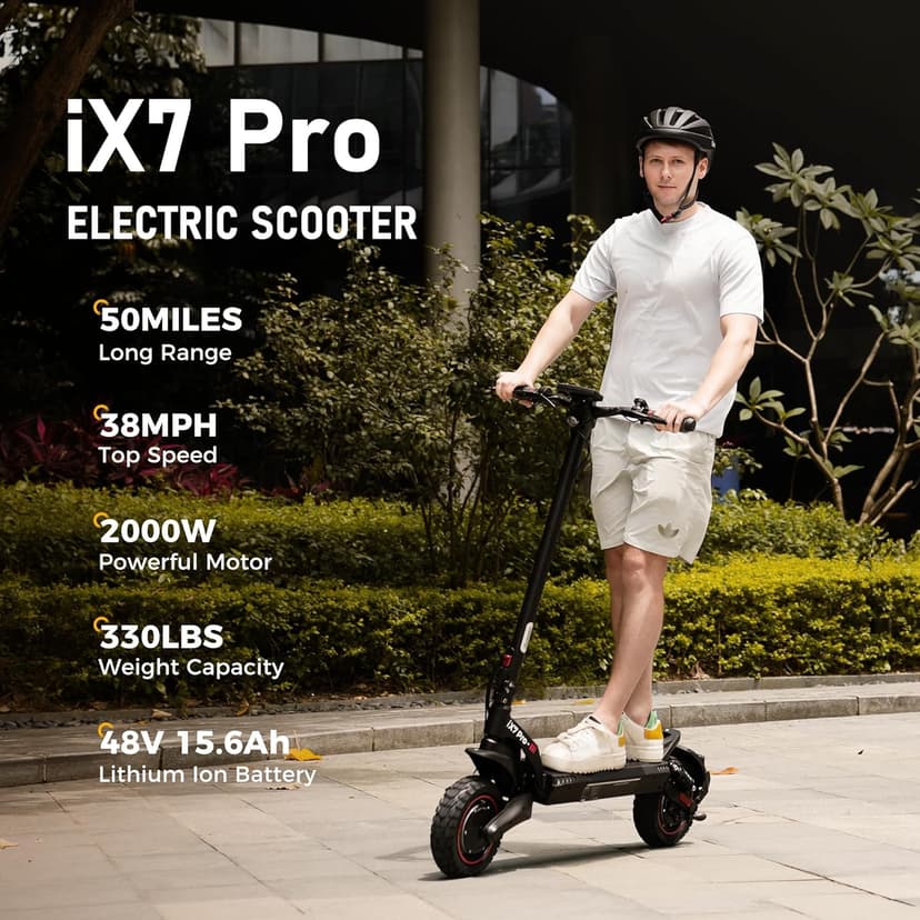 iScooter Electric Scooter, 40/43/50 Miles Long Range & 28/38 MPH Top Speed E Scooter, 10/11/12" Offroad Pneumatic Tire Scooter for Adults with Turn Signals, Double Braking Systems, APP and Storage Bag