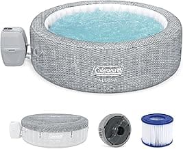 Coleman SaluSpa Sicily AirJet 7 Person Inflatable Hot Tub Round Portable Outdoor Spa with 180 Soothing AirJets and Insulated Cover, Gray