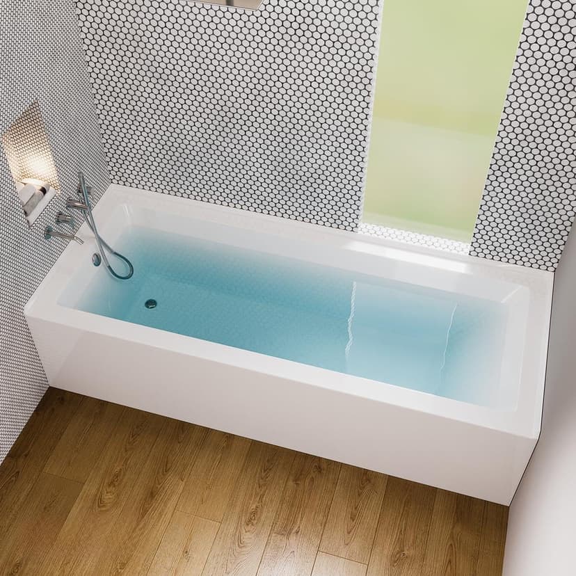 Eviva Nova 60" White Acrylic Free Standing Tub for Bathrooms - White Bathtub with Chrome Left-Hand Drain - luxurious Bathtubs - 60 inch Bathtubs for Bathrooms
