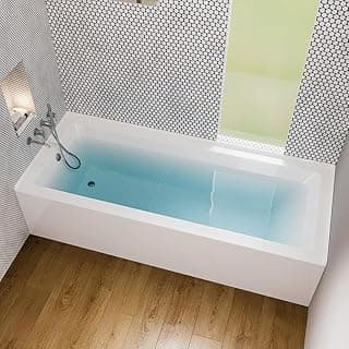 Eviva Nova 60" White Acrylic Free Standing Tub for Bathrooms - White Bathtub with Chrome Left-Hand Drain - luxurious Bathtubs - 60 inch Bathtubs for Bathrooms