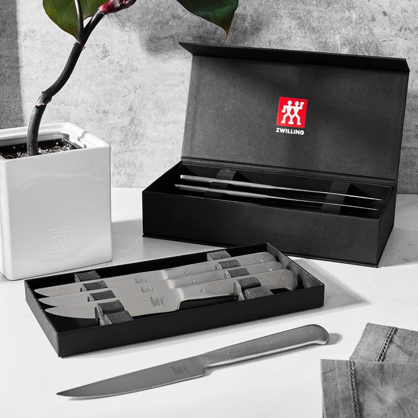 ZWILLING Porterhouse Razor-Sharp Steak Knife Set of 8 with Black Presentation Case, Gift Set, Silver