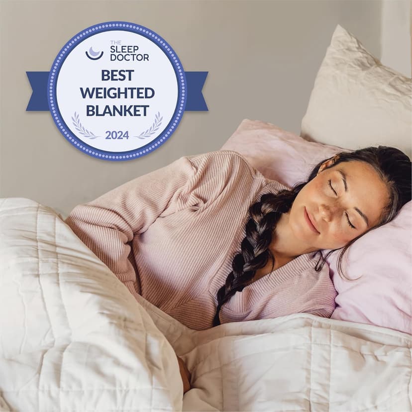 Baloo Weighted Blanket for Adults 12 lb Throw (Pebble White, 42"x72") | Cool & 100% Cotton | Machine Washable & Dryer Safe | Glass Microbead Fill