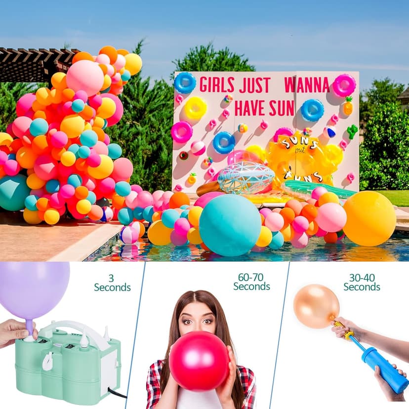 AGPtEK 3-in-1 Air Pump for Inflatables and Balloon Electric Air Balloon Pump 600W for Latex 260Q Foil Balloons with Hose Extension Quick-Fill Inflator Deflator for Air Mattress, Compression Bag