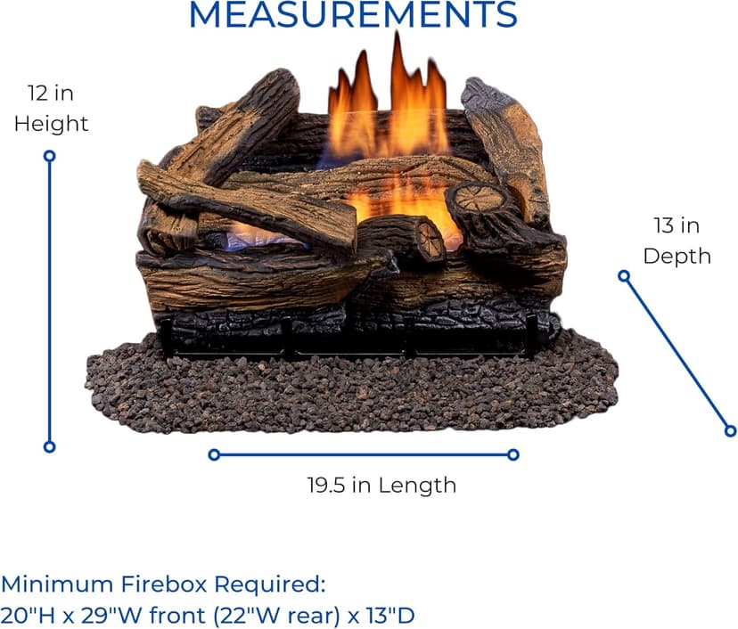 Duluth Forge DLS-18R-1 Dual Fuel Ventless Fireplace Logs Set with Remote Control, Use with Natural Gas or Liquid Propane, 30000 BTU, Heats up to 1000 Sq. Ft, Split Red Oak, 18 Inches