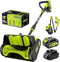 40V 13 inch Cordless Snow Blower, 4.0Ah Snow Blower Battery Powered with Directional Plate, Brushless Electric Snow Shovel for Pathway, Patio, Deck, Driveway, Green