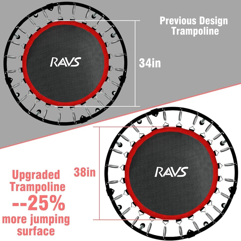 Foldable Mini Trampoline for Adults & Kids 40/48 inch Rebounder Trampoline with Adjustable Foam Bar for Indoor Workout Fitness