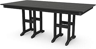 POLYWOOD Lakeside Outdoor Dining Table, Black, All-Weather HDPE Patio Furniture, Made in USA, Deck, Garden, Pool