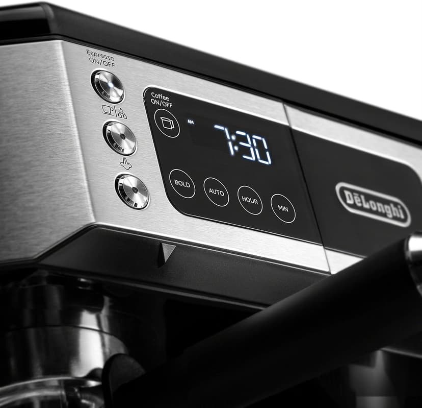 De’Longhi All-in-One Coffee and Espresso Maker Combo with Grinder, Milk Frother, Auto Timer & Dual Heating System – Espresso Machine & Drip Coffee Brewer – All-in-One Stainless Steel Barista Machine