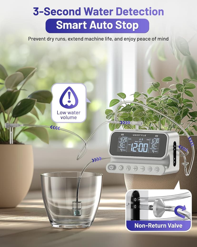 [2026 Upgrade] 2 Zone Automatic Plant Waterer for Indoor Holiday, Unistyle Drip Irrigation System with Programmable Vacation Timer, Watering Devices for 30 Potted Plants, Grey, Easter Gifts