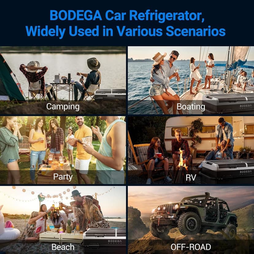 BODEGACOOLER 12 Volt Car Refrigerator, RV Car Fridge Dual Zone APP Control, Portable Freezer,121 Quart (115L) -4℉-68℉ RV Electric Compressor Cooler 12/24V DC &100-240V AC for Outdoor, Camping, Travel