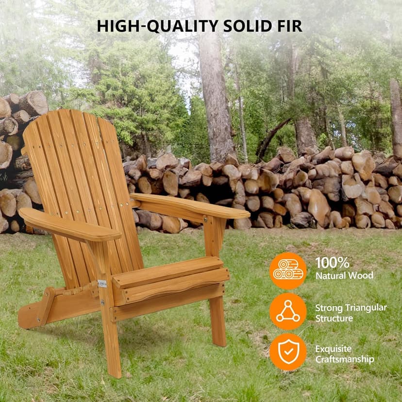 VINGLI Folding Adirondack Chairs Set of 4 Clearance Weather Resistant/Lawn Cheap Fire Pit Highwood Lounge Chairs-Patio Furniture Sets for Campfire, Bonfire