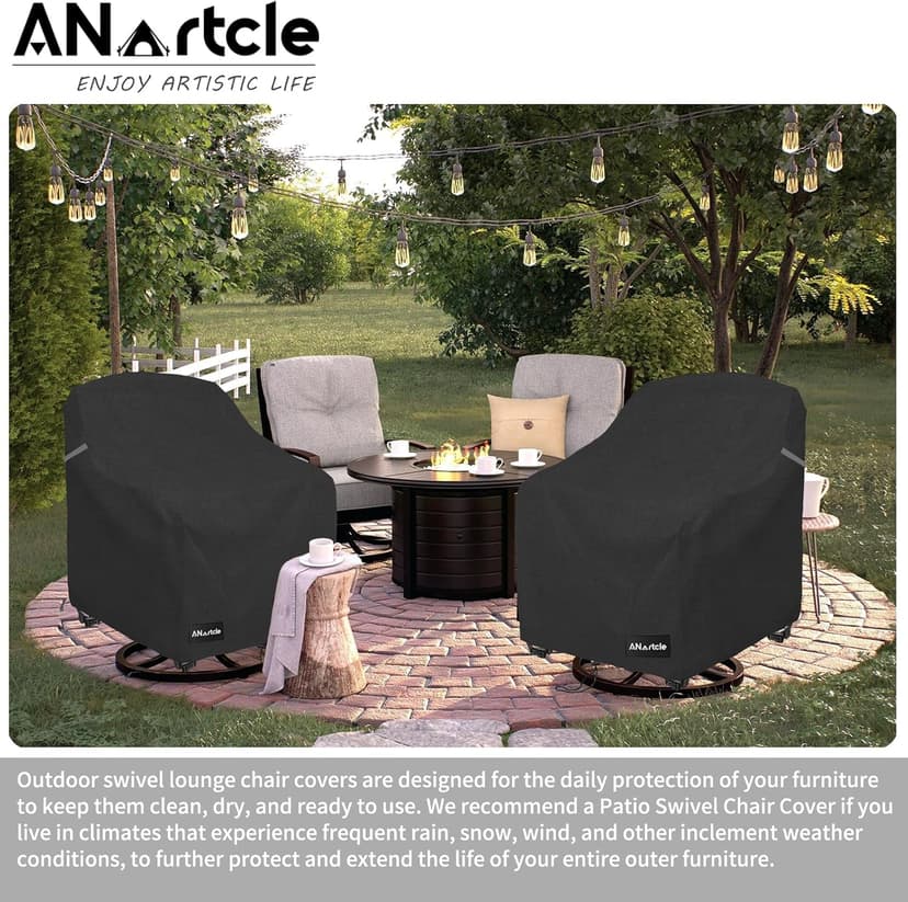 Swivel Patio Chair Covers 2 Pack,Waterproof Heavy Duty Outdoor Chair Covers,Patio Swivel Chair Covers for Outdoor Furniture (30 W x 34 D x 38.5 H inches)Black.
