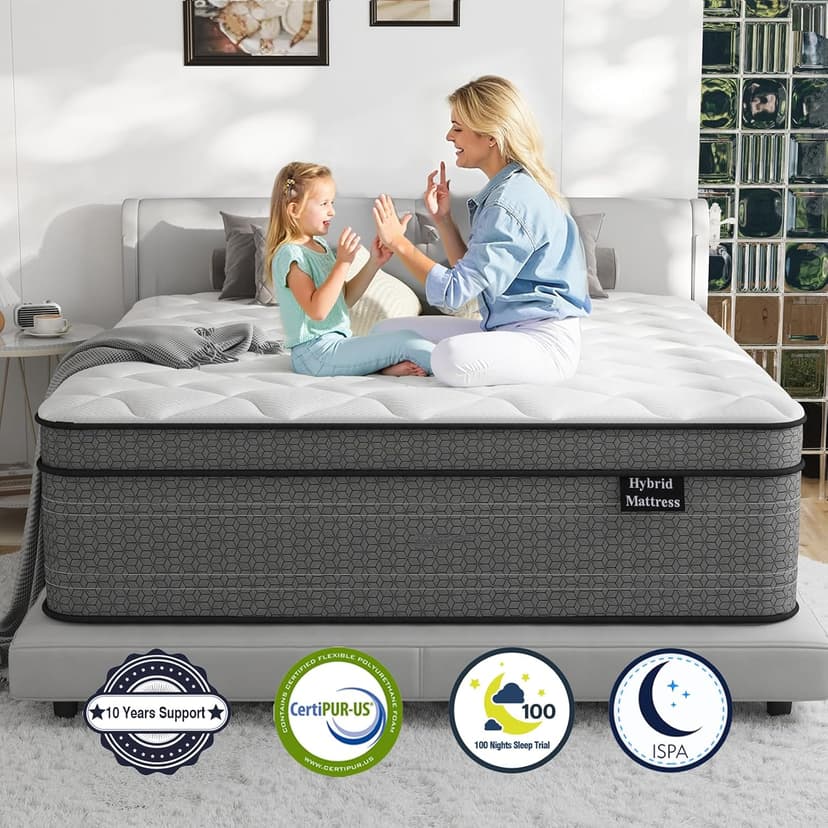 King Size Mattress, 12 Inch Firm Hybrid King Bed Mattress in a Box, with Gel Memory Foam and Individual Pocket Springs, Motion Isolation, Strong Edge Support & Pressure Relief