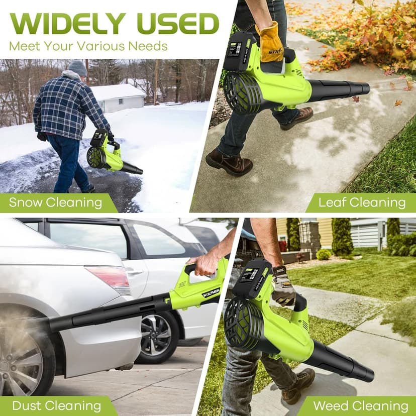 Leaf Blower, Electric Cordless Leaf Blower with 2 Batteries and Charger, 2 Speed Mode, Lightweight Leaf Blowers for Blowing Leaves, Patio Cleaning, Lawn Care and Dust