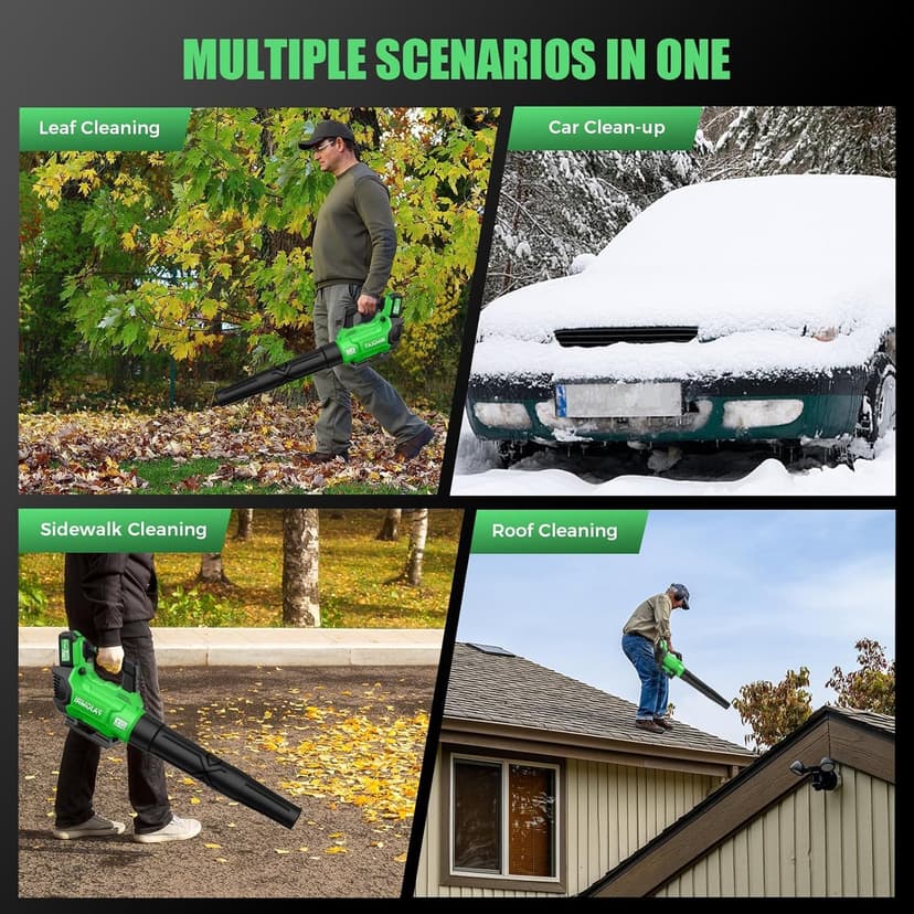 Cordless Leaf Blower – 3-Speed Settings, 580 CFM / 160 MPH Powerful Electric Blower with 2 × 4.0Ah Batteries and Charger, Ideal for Lawn Maintenance, Yard Work, and Garage Cleanup